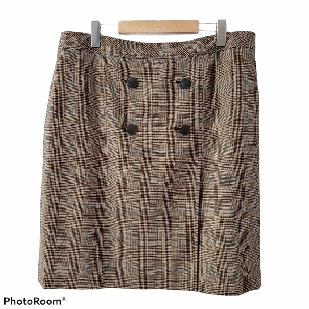 Plaid tweed midi mini lined A line shirt tartan skirt sz 14